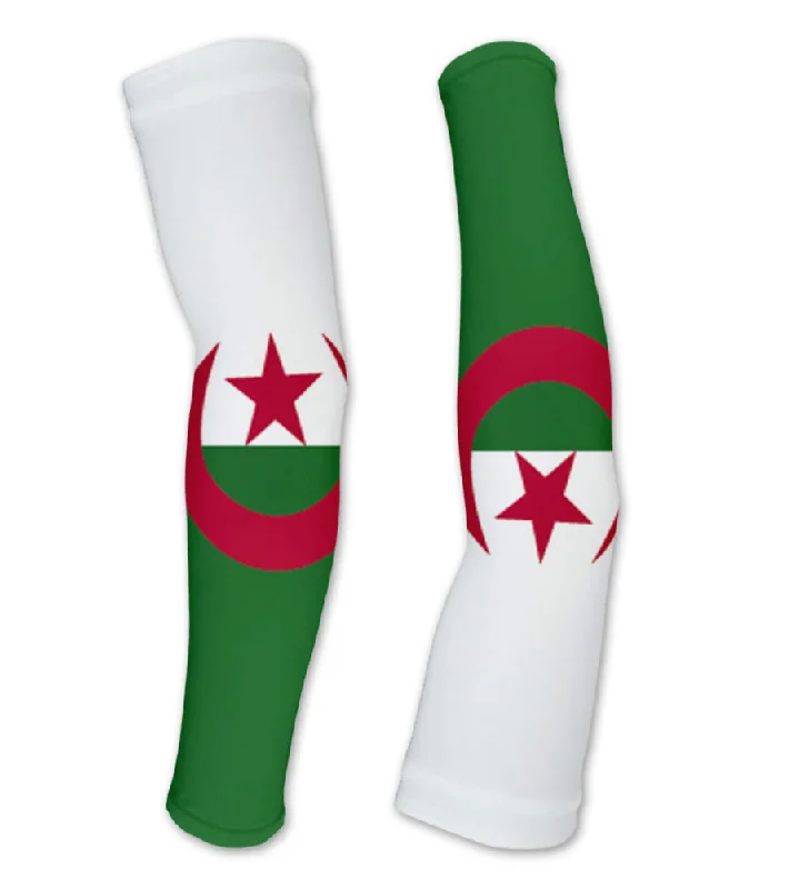 custom printed sleeves-Algeria Flag Compression Arm Sleeves UV Protection Unisex - Walking - Cycling - Running - Golf - Baseball - Basketball