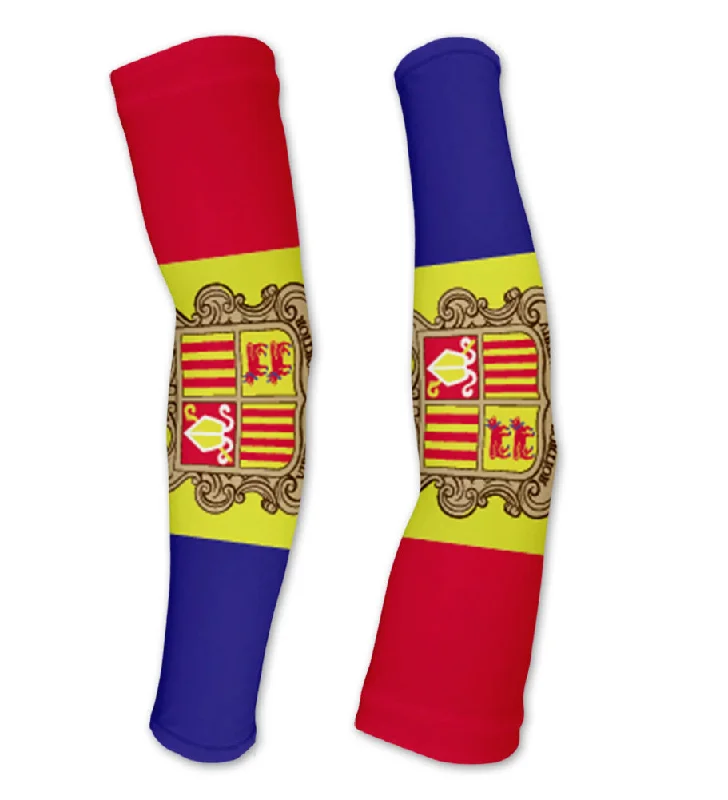 rolled sleeve shirts-Andorra Flag Compression Arm Sleeves UV Protection Unisex - Walking - Cycling - Running - Golf - Baseball - Basketball