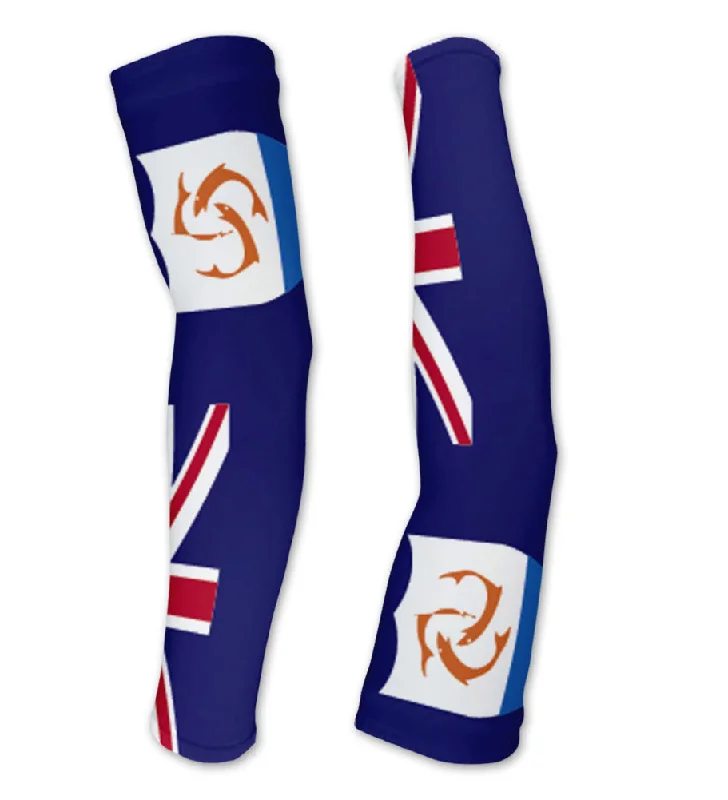 sleeve protector for machine-Anguilla Flag Compression Arm Sleeves UV Protection Unisex - Walking - Cycling - Running - Golf - Baseball - Basketball