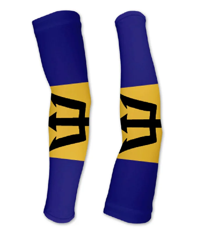 thick sleeve for jackets-Barbados Flag Compression Arm Sleeves UV Protection Unisex - Walking - Cycling - Running - Golf - Baseball - Basketball