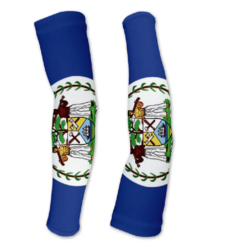 soft sleeve protectors-Belize Flag Compression Arm Sleeves UV Protection Unisex - Walking - Cycling - Running - Golf - Baseball - Basketball