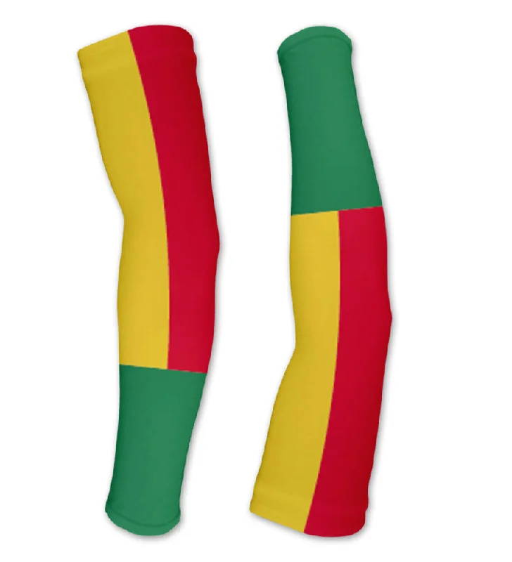 cool sleeve designs-Benin Flag Compression Arm Sleeves UV Protection Unisex - Walking - Cycling - Running - Golf - Baseball - Basketball