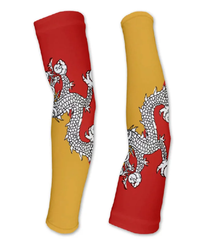 vintage style sleeve-Bhutan Flag Compression Arm Sleeves UV Protection Unisex - Walking - Cycling - Running - Golf - Baseball - Basketball