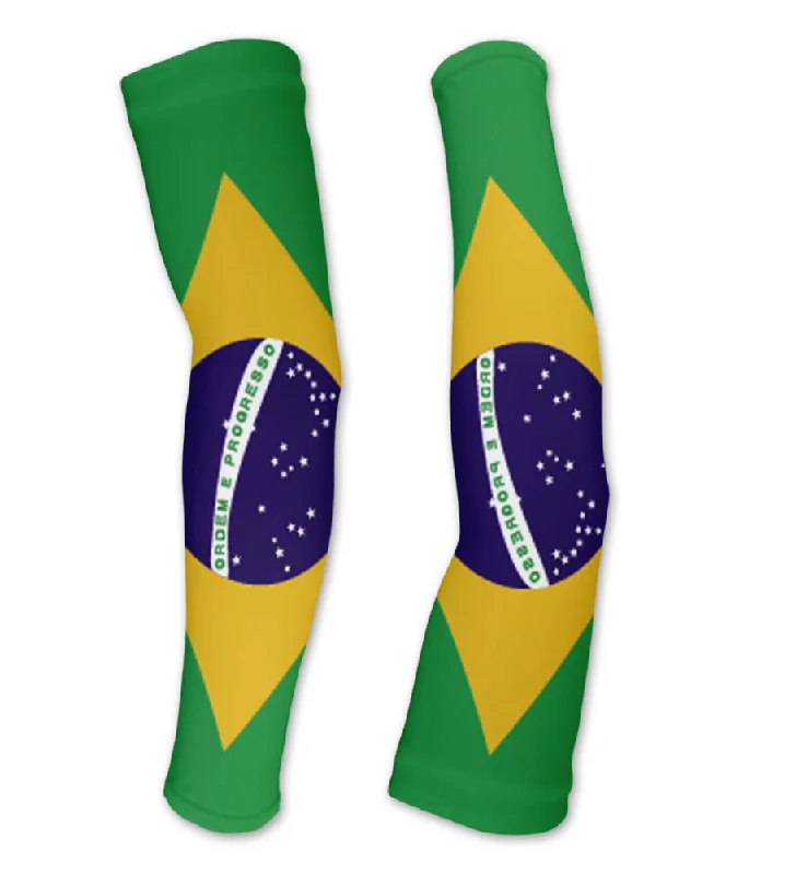 sweater sleeve cuffs-Brasil Flag Compression Arm Sleeves UV Protection Unisex - Walking - Cycling - Running - Golf - Baseball - Basketball