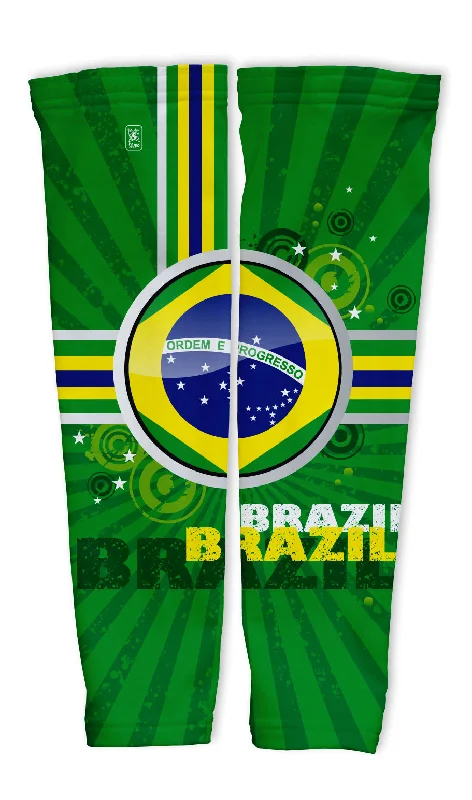 arm sleeve with thumb hole-Brazil Compression Arm Sleeves UV Protection Unisex - Walking - Cycling - Running - Golf - Baseball - Basketball