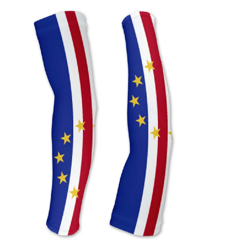 summer sleeve options-Cape Verde Flag Compression Arm Sleeves UV Protection Unisex - Walking - Cycling - Running - Golf - Baseball - Basketball