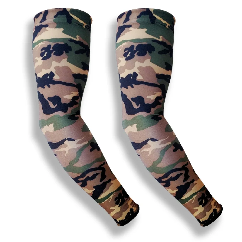 sleeve with decorative elements-Green Camo Pattern Full Arm Sleeves to Hide Bruising