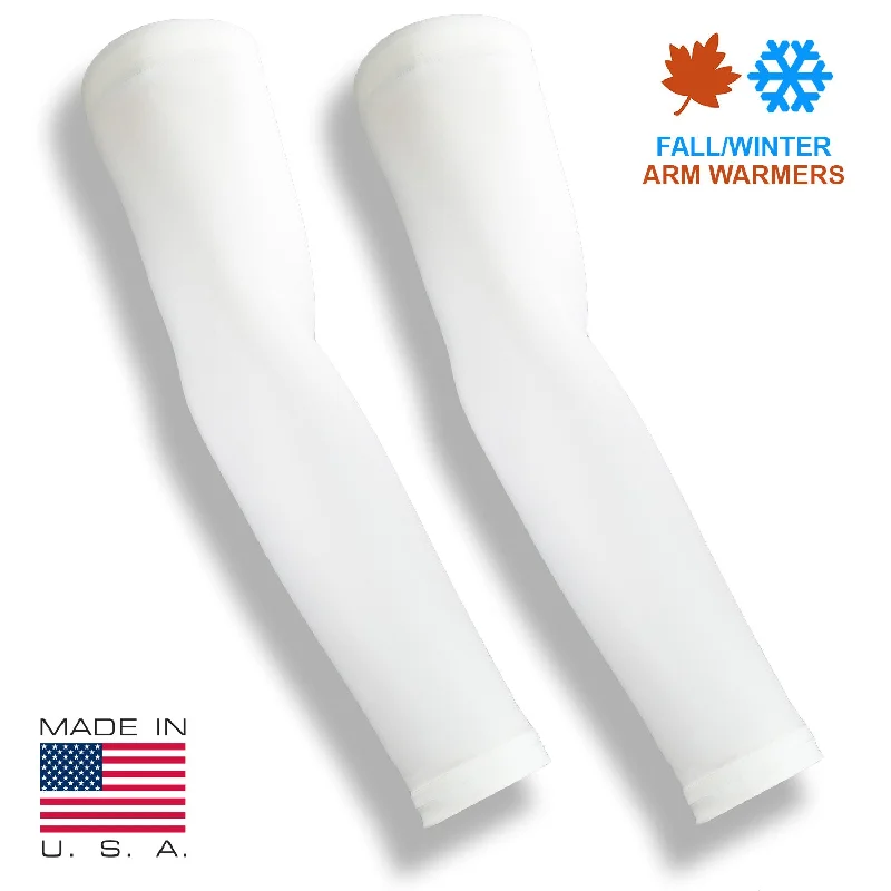 sleeve accessories for fashion-White Full Arm Sleeves - AG Cold Weather Arm Warmers