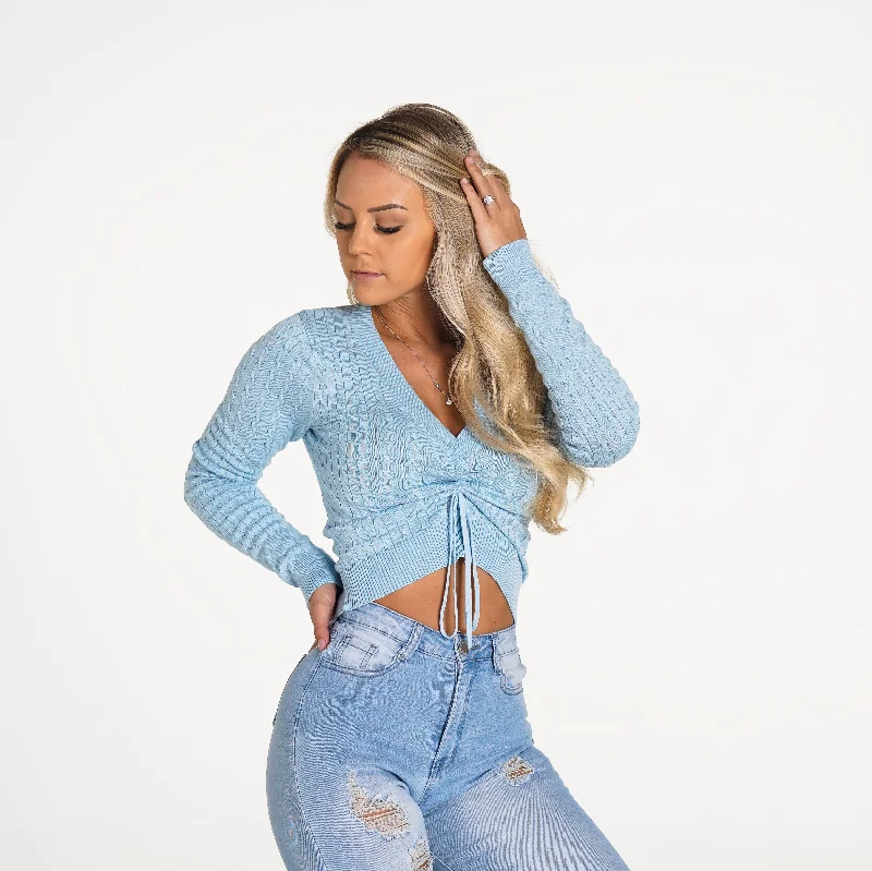 Sportswear/Tops for winter-Baby Blue Thinking Of You Long Sleeve