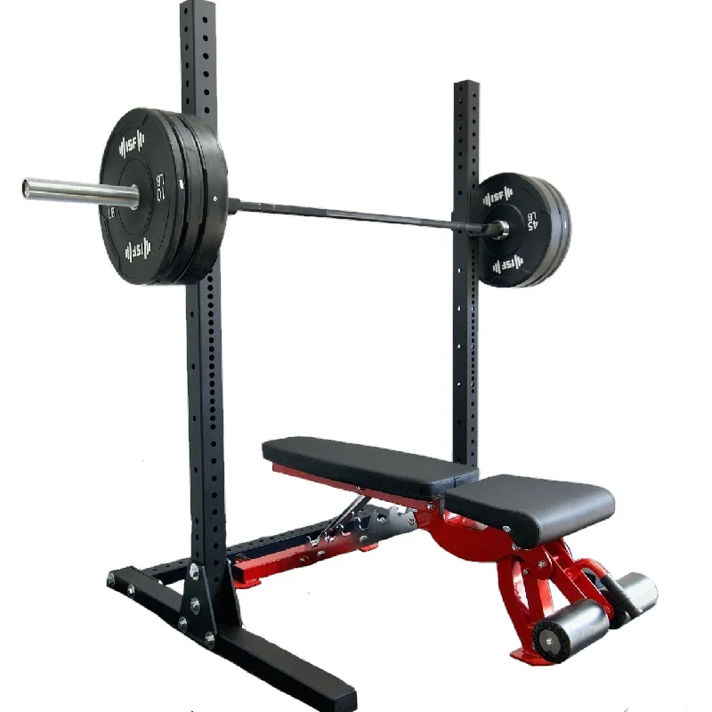 Multi-station home gym with padded bench-Home Gym Package: 72" Rack, Barbell, Bumper Plates, Bench