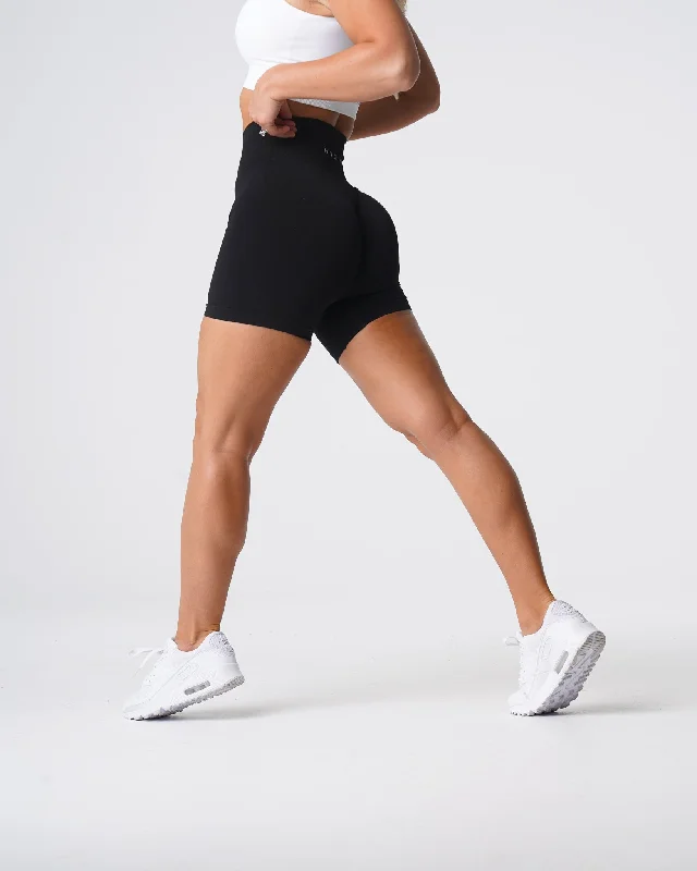 Sportswear/Tops tournament wear-Black Solid Seamless Shorts