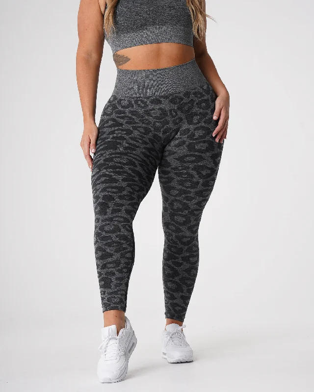 Sportswear/Tops airport style-Black Speckled Leopard Seamless Leggings