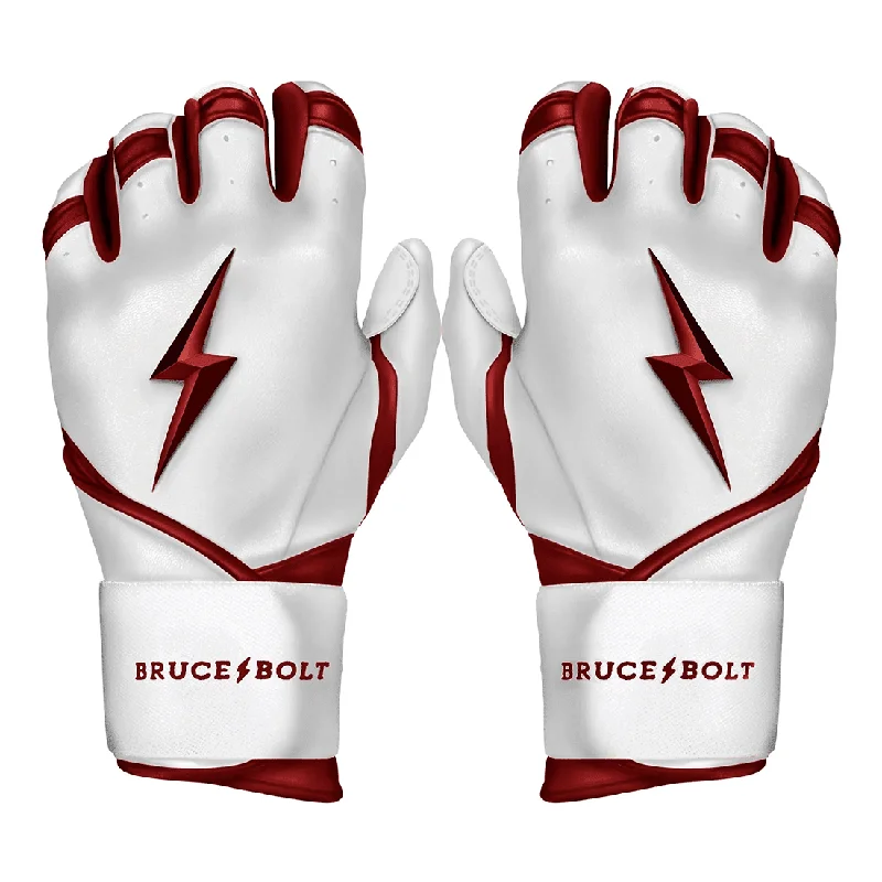 Bruce Bolt Premium Pro Chrome Series Long Cuff Batting Gloves: Maroon