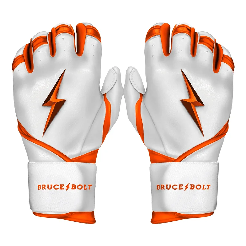 Bruce Bolt Premium Pro Chrome Series Long Cuff Batting Gloves: Orange