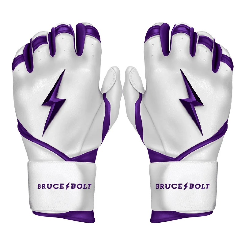 Bruce Bolt Premium Pro Chrome Series Long Cuff Batting Gloves: Purple