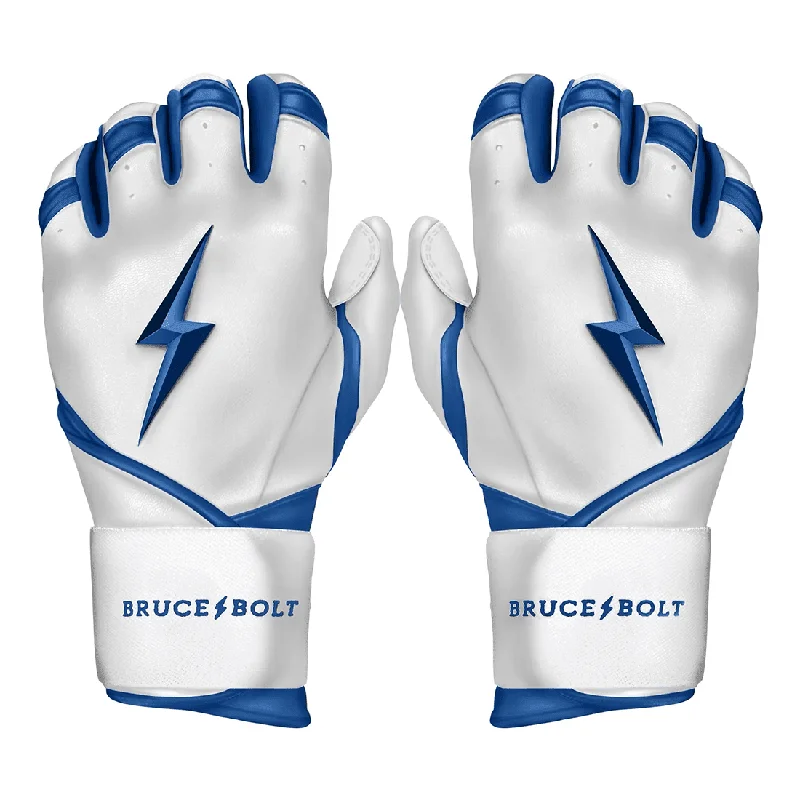 Bruce Bolt Premium Pro Chrome Series Long Cuff Batting Gloves: Royal