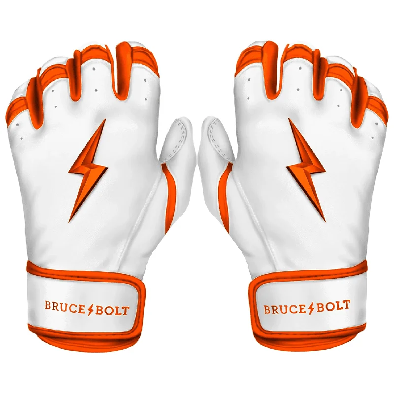 Bruce Bolt Premium Pro Chrome Series Short Cuff Batting Gloves: Orange