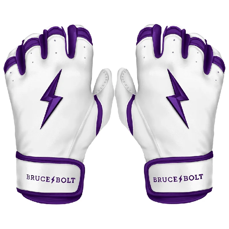 Bruce Bolt Premium Pro Chrome Series Short Cuff Batting Gloves: Purple