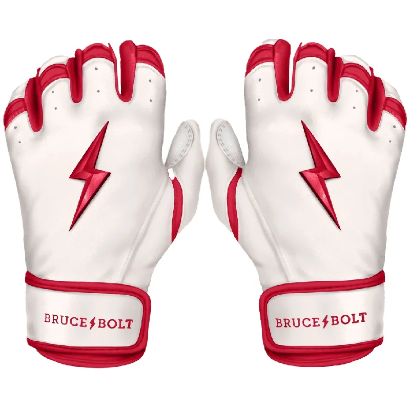 Bruce Bolt Premium Pro Chrome Series Short Cuff Batting Gloves: Red