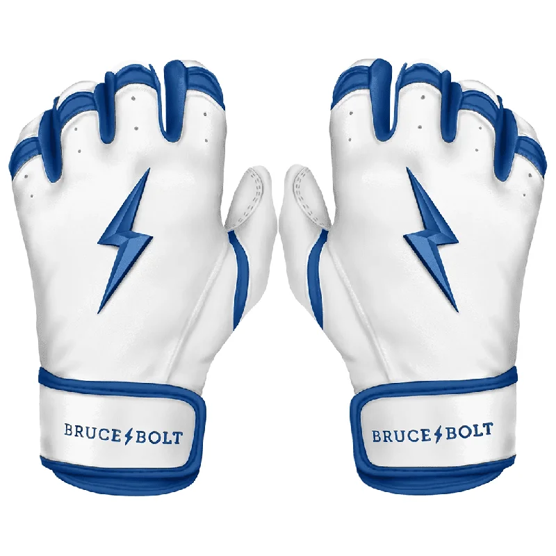 Bruce Bolt Premium Pro Chrome Series Short Cuff Batting Gloves: Royal