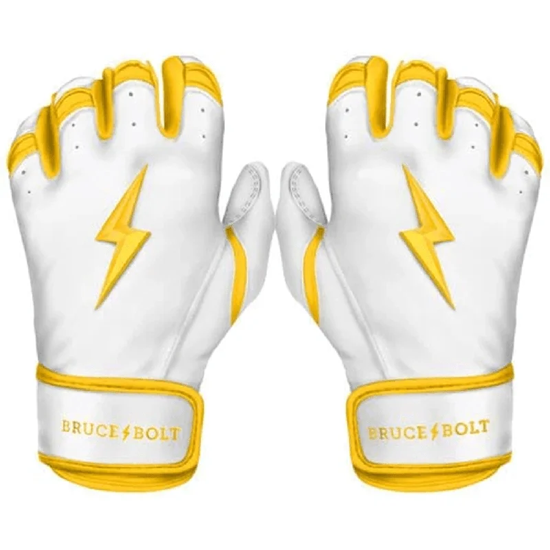 Bruce Bolt Premium Pro Chrome Series Short Cuff Batting Gloves:Yellow