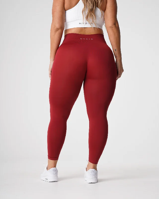 Sportswear/Tops free shipping-Carmine Solid Seamless Leggings