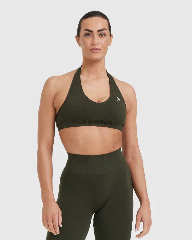 Sportswear/Tops running beats-Classic Seamless 2.0 Halter Neck Bralette | Khaki Marl