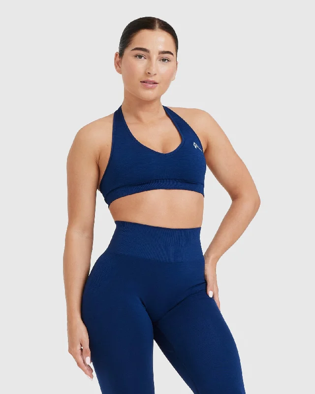 Sportswear/Tops energy flow-Classic Seamless 2.0 Halter Neck Bralette | Midnight Marl