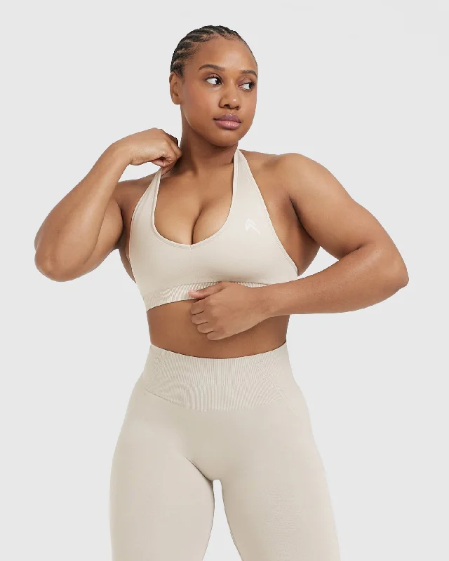 Sportswear/Tops mindfulness gear-Classic Seamless 2.0 Halter Neck Bralette | Sand Marl