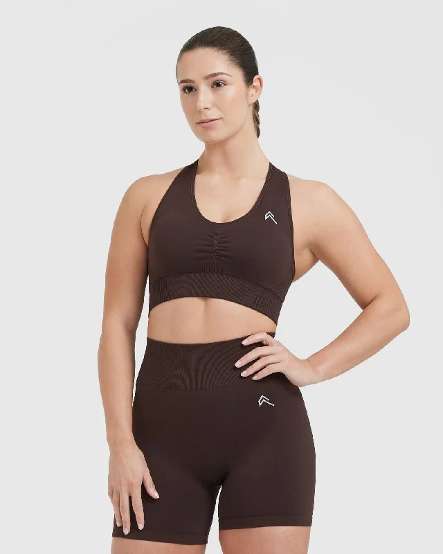 Sportswear/Tops zumba tops-Classic Seamless 2.0 V-Neck Bralette | 70% Cocoa Marl