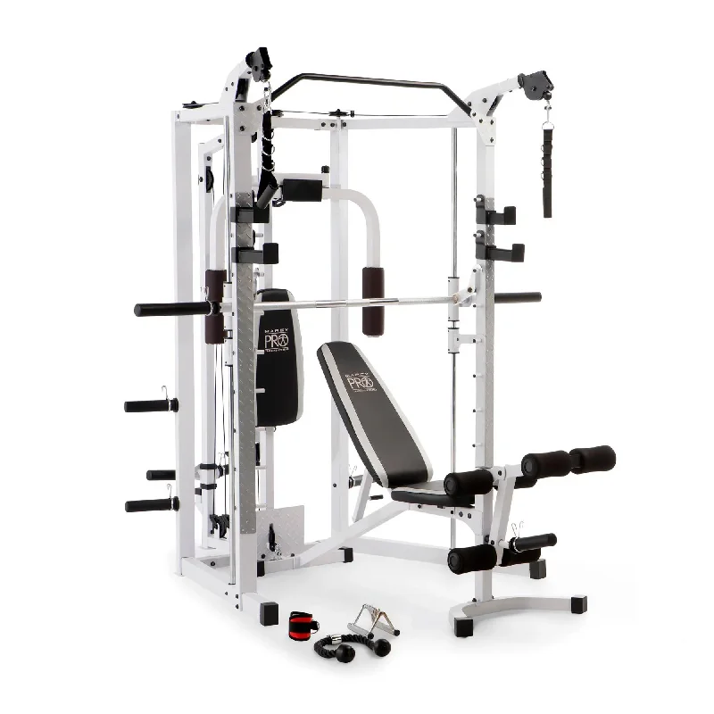 Multi-station home gym with anti-rust coating-Combo All in One Full Body Home Gym Workout Equipment, White