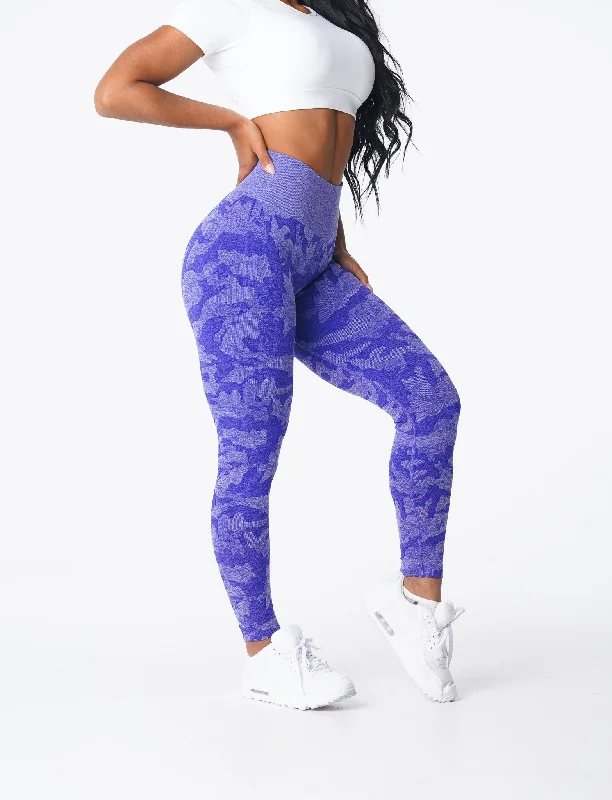 Sportswear/Tops low elevation-Electric Blue Camo Seamless Leggings