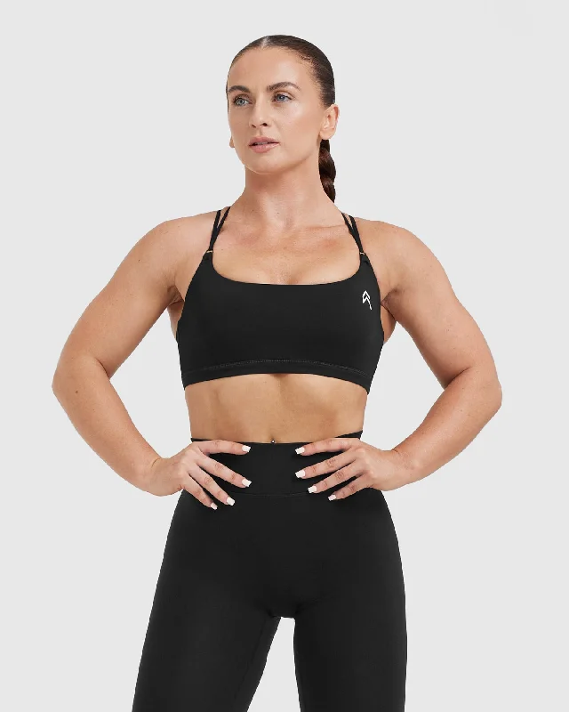 Sportswear/Tops solo workouts-Everyday Cross Over Bralette | Black