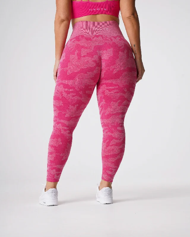 Sportswear/Tops long sleeve-Fuchsia Camo Seamless Leggings