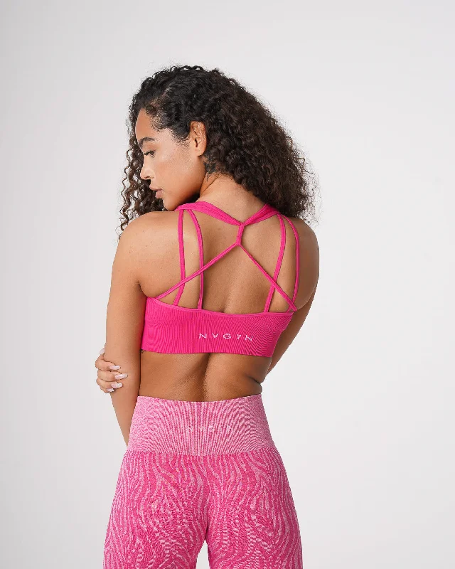 Sportswear/Tops money-back-Fuchsia Galaxy Ribbed Seamless Bra