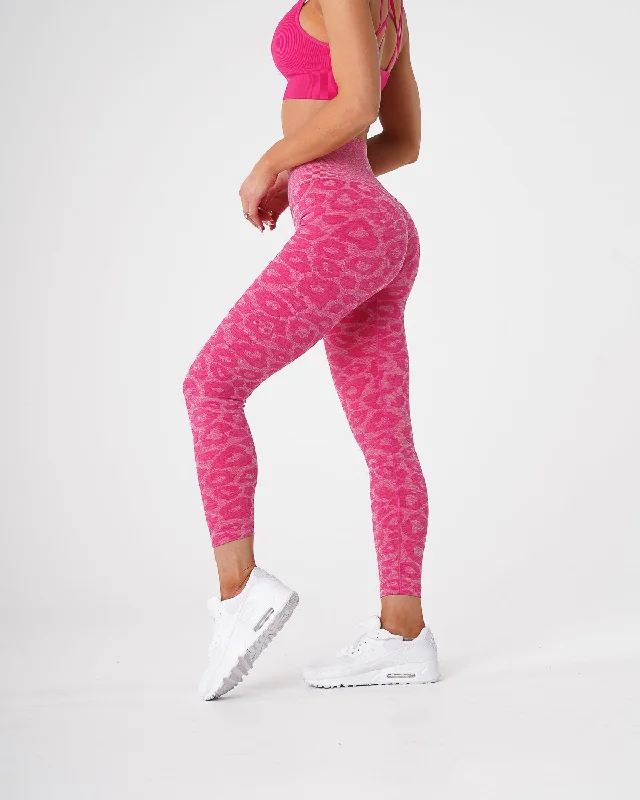 Sportswear/Tops carry-on size-Fuchsia Leopard Seamless Leggings