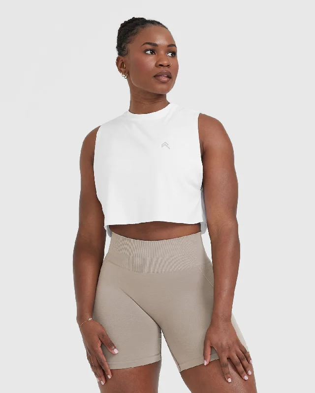 Sportswear/Tops designer labels-Go To Muscle Crop Vest | White