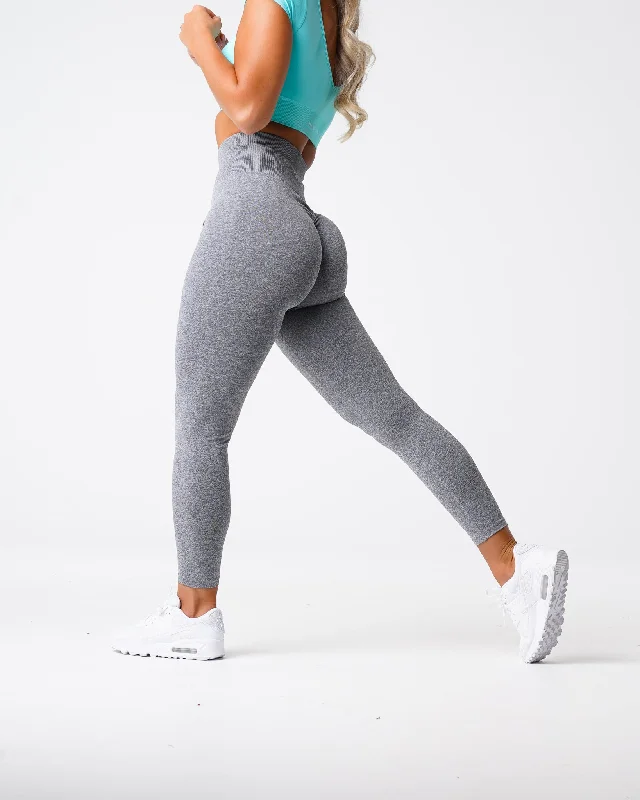 Sportswear/Tops flexibility wear-Grey Scrunch Seamless Leggings