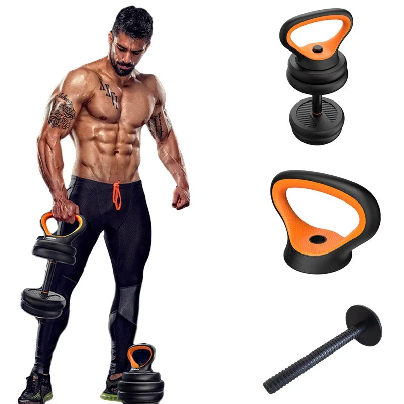 Kettlebell with heavy weight design-Gym Home Fitness Adjustable Kettlebell Handle Use With Weight Plates Arm Strength Workout Kettle Bell Grip Dumbbell Equipment