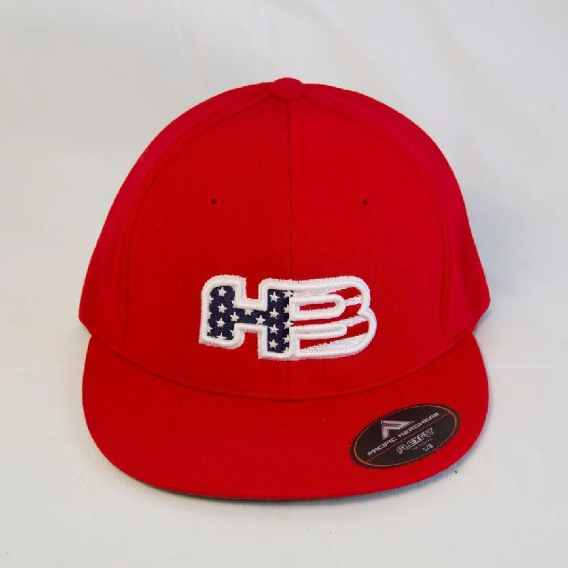 Headbanger Sports Exclusive Pacific ES342 FlexFit Hat: Red Patriot