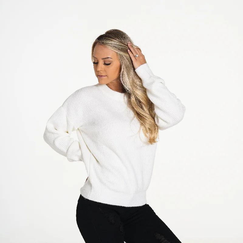 Sportswear/Tops performance wear-Ivory Snowy Nights Oversized Sweater