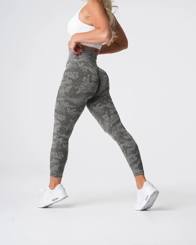 Sportswear/Tops breathable fabric-Khaki Green Camo Seamless Leggings