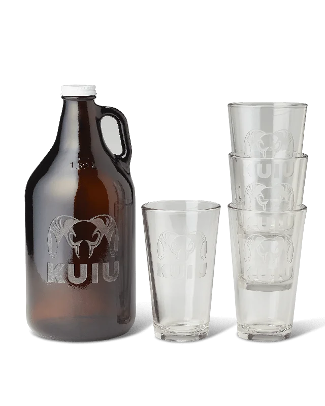 KUIU 64 oz Engraved Growler and Pint Glass Set | Clear