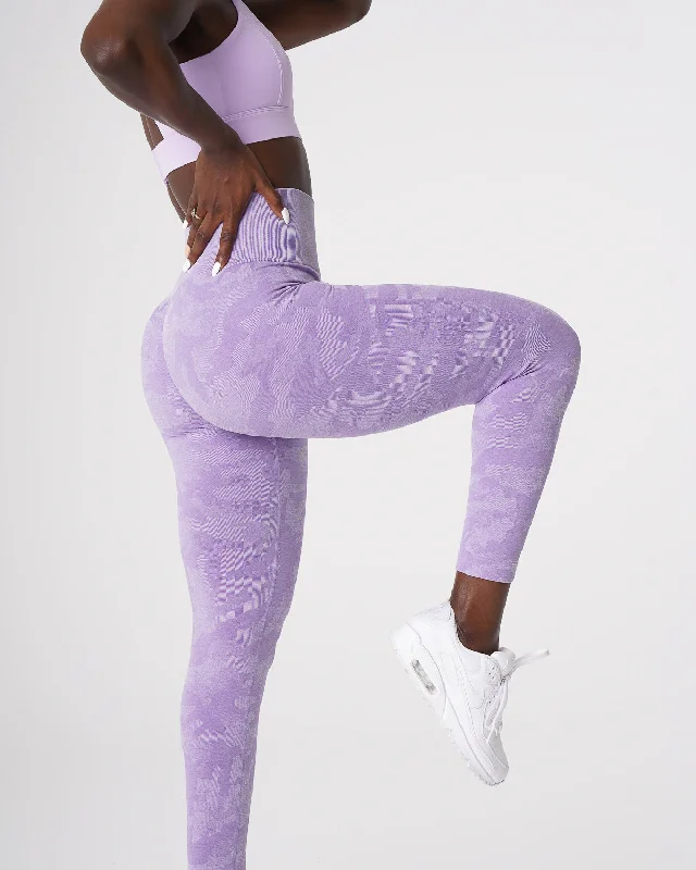 Sportswear/Tops athletic apparel-Lilac Camo Seamless Leggings