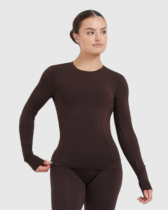 Sportswear/Tops wear resistant-Mellow Soft Long Sleeve Top | 70% Cocoa