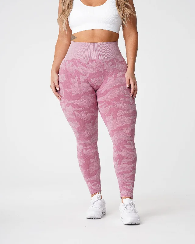 Sportswear/Tops lightweight design-Pastel Pink Camo Seamless Leggings