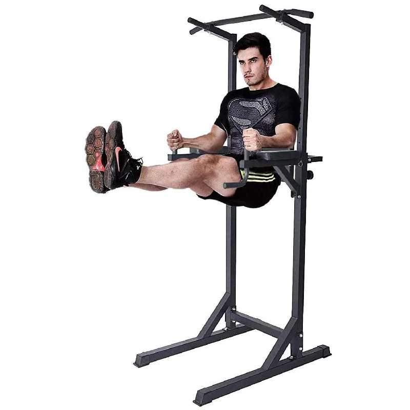 Multi-station home gym with quiet cables-Power Tower Workout Dip Station Multi-Function Home Gym Strength Training Fitness Equipment