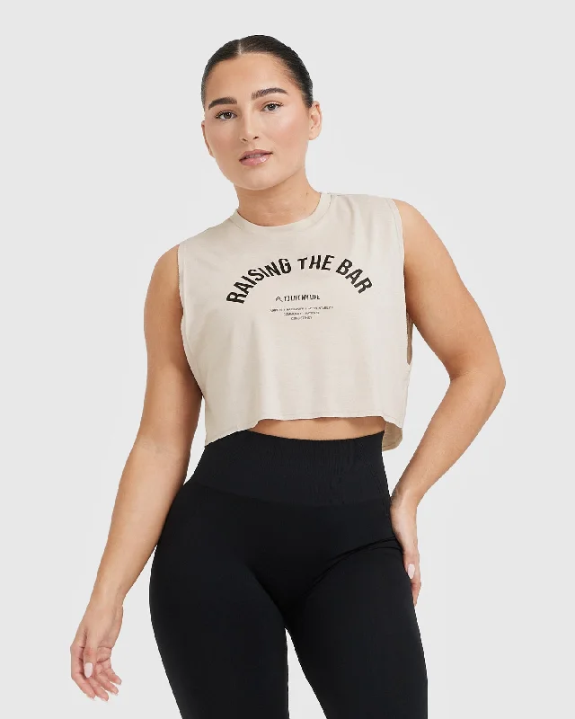 Sportswear/Tops island looks-Raising The Bar Graphic Muscle Crop Vest | Sand