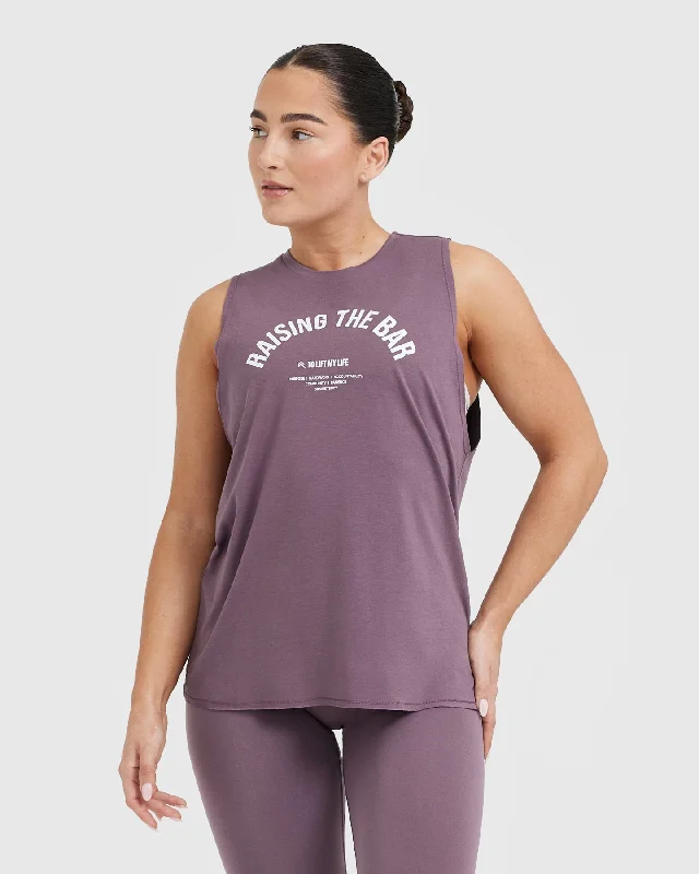 Sportswear/Tops mountain gear-Raising The Bar Graphic Unisex Muscle Vest | Vintage Purple