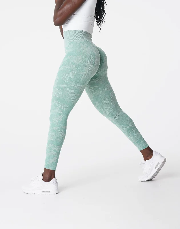 Sportswear/Tops comfort zone-Sage Green Camo Seamless Leggings